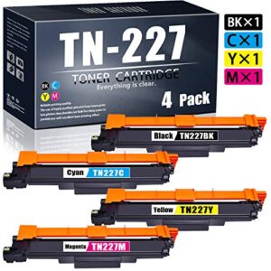 tn-227 compatible toner cartridge replacement for brother tn-227/tn227bk tn227c tn227m tn227y ink cartridge(4-pack,1black+1cyan+1yellow+1magenta).