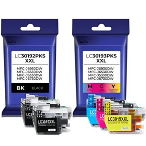 lc3019 super high yield compatible ink cartridge replacement for brother lc3019xxl ink cartridges (2 black, 1 cyan, 1 magenta, 1yellow)