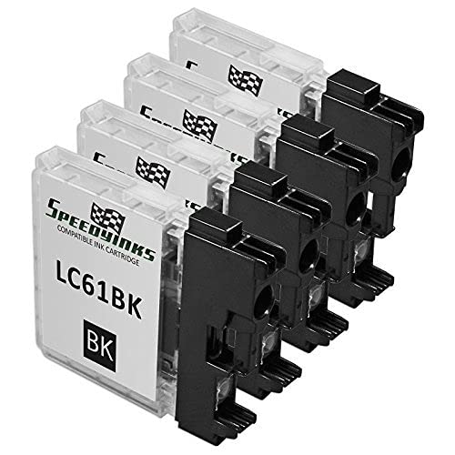 Speedy Inks - 4 Pack Compatible LC61Bk Black Ink cartridge. (LC61 Series) for use in DCP-165c, DCP-375CW, DCP-385CW, DCP-395CN, DCP-585CW, DCP-J125, DCP-J140W, MFC-250C, MFC-255CW, MFC-290C, MFC-295CN, MFC-490CW, MFC-495CW, MFC-5490CN, MFC-5895cw, MFC-790