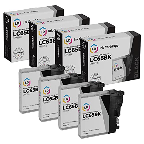 LD Products Compatible Ink Cartridge Replacements for Brother LC65 LC65BK High Yield (Black, 4-Pack)