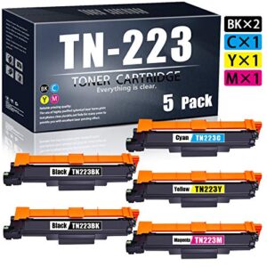 tn-223 compatible toner cartridge replacement for brother tn-223/tn223bk tn223c tn223m tn223y ink cartridge(5-pack,2black+1cyan+1yellow+1magenta).