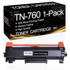 1 pack tn-760 black tn760 toner compatible toner cartridge replacement for brother mfc-l2710dw mfc-l2750dw mfc-l2750dwxl hl-l2350dw hl-l2370dw hl-l2370dwxl hl-l2390dw hl-l2395dw dcp-l2550dw printers.