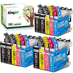 kingjet compatible high yield 203xl ink cartridge replacements for brother printer ink lc203 for mfc-j4420dw, mfc-j4620dw, mfc-j5620dw, mfc-j480dw, mfc-j880dw, mfc-j680dw, (5bk, 3c, 3m, 3y)