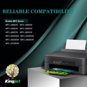 Kingjet Compatible High Yield 203XL Ink Cartridge Replacements for Brother Printer Ink LC203 for MFC-J4420DW, MFC-J4620DW, MFC-J5620DW, MFC-J480DW, MFC-J880DW, MFC-J680DW, (5BK, 3C, 3M, 3Y)