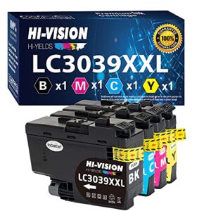 hi-vision hi-yields compatible ink cartridge replacement for brother lc 3039 xxl lc3039xxl for mfc-j5845dw, mfc-j5845dw xl, mfc-j5945dw, mfc-j6545dw, mfc-j6545dw xl, mfc-j6945dw, (bk/c/m/y)