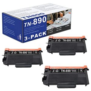 3-pack black tn-890 ultra high yield toner cartridge compatible tn890 replacement for brother hl-l6250dw l6400dw l6400dwt mfc-l6750dw l6900dw printer.