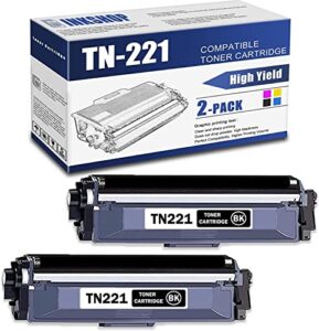 tn221 compatible tn-221 black toner cartridge replacement for brother tn-221 hl-3140cw hl-3150cdn mfc-9130cw mfc-9140cdn dcp-9015cdw toner.(2 pack)