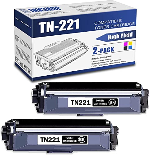 TN221 Compatible TN-221 Black Toner Cartridge Replacement for Brother TN-221 HL-3140CW HL-3150CDN MFC-9130CW MFC-9140CDN DCP-9015CDW Toner.(2 Pack)