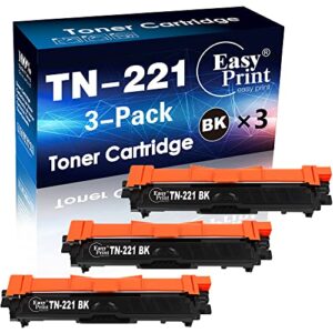 3x black compatible tn221 tn-221 tn-221bk tn221bk toner cartridge for brother hl-3140cw 3152cdw 3172cdw 3180cdw mfc-9130cw 9330cdw 9142cdn dcp-9022cdw printer, by easyprint