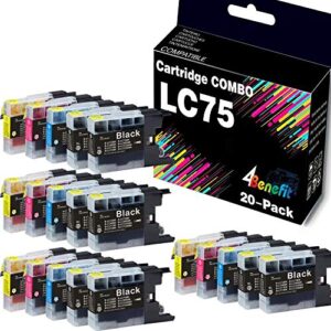 4benefit (8b/4c/4y/4m compatible lc71 lc75 ink cartridge replacement for lc-75 (set of 20) work for mfc-j6510dw mfc-j6710dw mfc-j6910dw mfc-j280w mfc-j425w inkjet printer