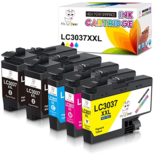 Miss Deer LC3037 Ink Cartridges Compatible Replacement for Brother LC3037 LC3037XXL LC3039, High Yield use with MFC-J6945DW MFC-J5845DW XL MFC-J5945DW MFC-J6545DW XL (2BK/C/M/Y) 5PK