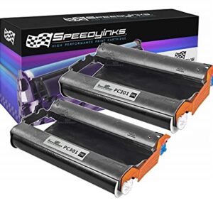 Speedy Inks Compatible Fax Cartridge with Roll Replacement for Brother PC301 (2-Pack)