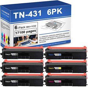 lkkj 6 pack (3bk+y+c+m) tn-431bk tn-431y tn-431c tn-431m toner cartridge replacement for brother tn-431 hl-l8260cdw l8360cdw l8360cdwt mfc-l8900cdw printer toner.
