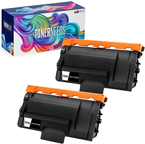 TONERNEEDS TN 850 Toner Cartridge - Black Ink Replacement Cartridges for TN850 & TN880 - High Yield Use - Compatible with Brother Printer HL-L6200DW MFC-L5850DW L5200DW L5700DW - (Pack of 2)