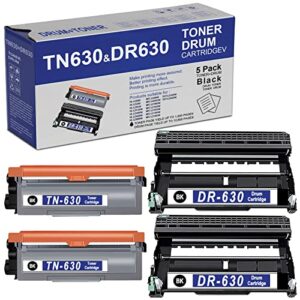 4-pack (2toner+2drum) tn630 dr630 compatible tn-630 toner cartridge and dr-630 drum unit replacement for brother hl-l2300d l2305w mfc-l2680w dcp-l2520dw l2540dw printer sold by feromyink