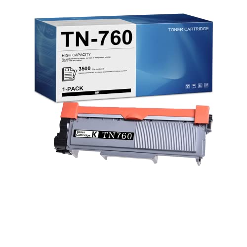 TN760 Black Toner Cartridge - Onw 1-Pack Compatible TN-760 Black Toner Replacement for Brother TN760 HL-L2390DW HL-L2395DW MFC-L2710DW MFC-L2750DW Printer, TN760 Toner