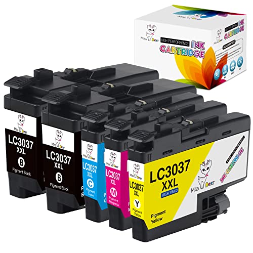 Miss Deer LC3037 Ink Cartridges Compatible Replacement for Brother LC3037 LC3037XXL LC3039, High Yield use with MFC-J6945DW MFC-J5845DW XL MFC-J5945DW MFC-J6545DW XL (2 BK/C/M/Y) 5PK