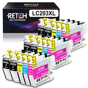 retch compatible ink cartridge replacement for brother lc203 lc203xl lc201 lc201xl compatible with brother mfc-j460dw j480dw j485dw j680dw j880dw j885dw mfc-j4320dw j4420dw j4620dw (15 pack), green