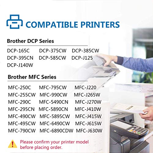 TacTink LC61BK Ink Cartridge Compatible for Brother LC61 LC65 XL LC-61 LC61BK, Work with Brother MFC-495CW MFC-490CW MFC-5895CW MFC-6490CW MFC-5490CW MFC-6890CDW (Black, 5-Pack)