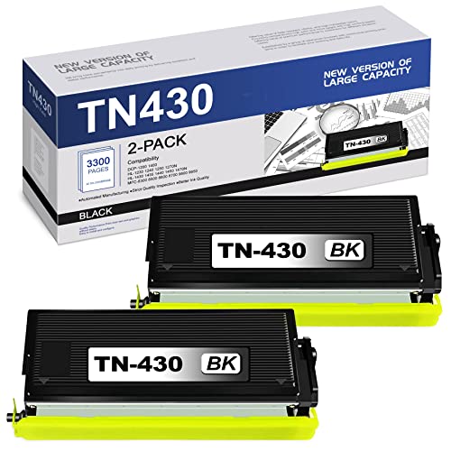 EDH Compatible TN430 TN-430 Toner Cartridge Replacement for Brother High Yield Compatible with DCP-1200 HL-1240 1430 1435 MFC-8500 8300 9700 9750 P2500 IntelliFax-4100e 5750 Printer (2 Pack,Black)