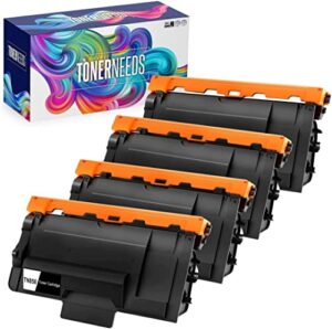 tonerneeds tn 850 toner cartridge – black ink replacement cartridges for tn850 & tn880 – high yield use – compatible with brother printer hl-l6200dw mfc-l5850dw l5200dw l5700dw – (pack of 4)