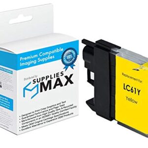 SuppliesMAX Compatible Replacement for Brother DCP-165/375/585/MFC-250/495/MFC-5490/6890/J220/J630C Yellow Inkjet (375 Page Yield) (LC-61Y)