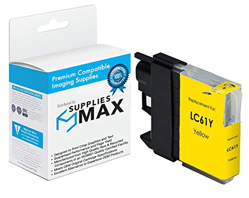 SuppliesMAX Compatible Replacement for Brother DCP-165/375/585/MFC-250/495/MFC-5490/6890/J220/J630C Yellow Inkjet (375 Page Yield) (LC-61Y)