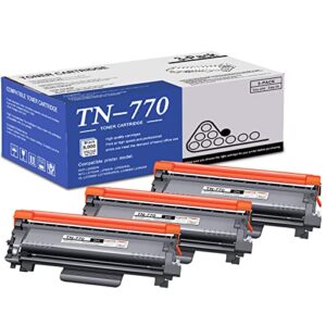 tn770 toner cartridge compatible 3 pack extra high yield tn-770 black replacement for brother tn770 tn-770 for brother dcp-l2550dw mfc-l2710dw l2750dw l2750dwxl hl-l2350dw l2370dw l2395dw printer