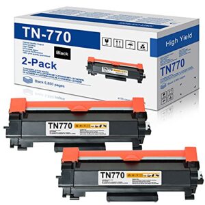 high yield tn770 black toner cartridge replacement for brother tn-770 to use with hl-l2350dw hl-l2395dw hl-l2390dw hl-l2370dw mfc-l2750dw mfc-l2710dw dcp-l2550dw printer toner (2-pack)