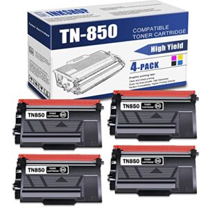 tn850 compatible tn-850 black high yield toner cartridge replacement for brother tn-850 dcp-l5500dn mfc-l6700dw mfc-l6750dw hl-l6250dw hl-l6300dw toner.(4 pack)
