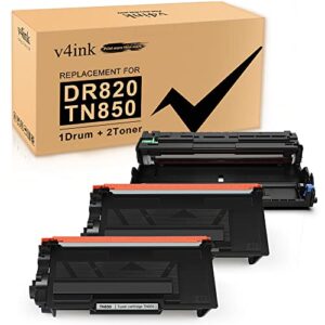 v4ink compatible toner cartridge replacement for brother tn850 tn-850 dr820 dr-820 use with hl-l5200dw hl-l6200dw mfc-l5700dw mfc-l5800dw printer (1 dr820 drum unit + 2 tn850 toner cartridges)