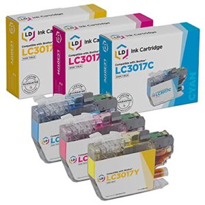 ld compatible ink cartridge replacement for brother lc3017 high yield (cyan, magenta, yellow, 3-pack)