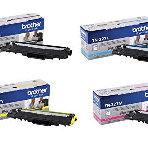 Brother TN227 4 High Yield Color Toner Set (BK/C/M/Y) (1) TN227BK, (1) TN227C, (1) TN227M, (1) TN227Y