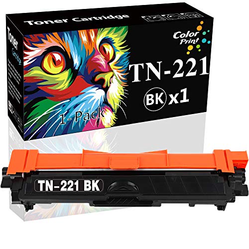 1-Pack ColorPrint Compatible TN221 Black Toner Cartridge Replacement for Brother TN221BK TN-221 TN-221BK TN225 Work with MFC-9130CW HL-3170CDW HL 3140CW 3180CDW MFC-9330CDW 9340CDW DCP-9020CDN Printer