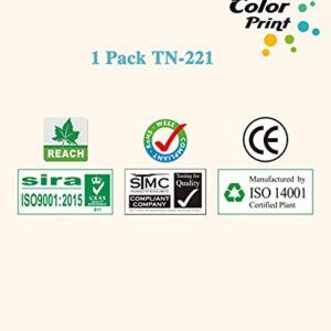 1-Pack ColorPrint Compatible TN221 Black Toner Cartridge Replacement for Brother TN221BK TN-221 TN-221BK TN225 Work with MFC-9130CW HL-3170CDW HL 3140CW 3180CDW MFC-9330CDW 9340CDW DCP-9020CDN Printer