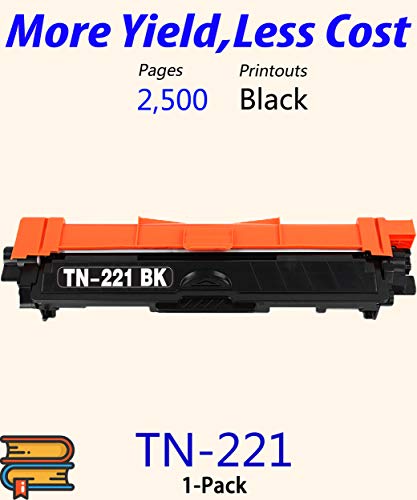 1-Pack ColorPrint Compatible TN221 Black Toner Cartridge Replacement for Brother TN221BK TN-221 TN-221BK TN225 Work with MFC-9130CW HL-3170CDW HL 3140CW 3180CDW MFC-9330CDW 9340CDW DCP-9020CDN Printer