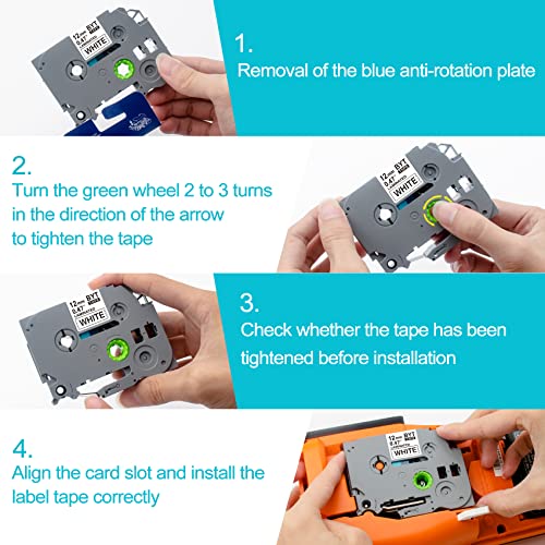 6 Pack P Touch Label Tape, TZe231 Tape 12mm 0.47 Inch Laminated White Compatible with Brother P-Touch Label Maker PT-D210 PT-H110 PT-D600 PT-1230PC PT-P700 TZe-231 TZ 231 Black on White 8m 26.2ft