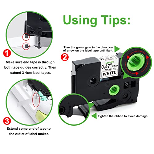 Labelife 6-Pack Compatible Brother P Touch Label Tape TZe TZ Tape 12mm 0.47 Laminated Label Maker Tape for Brother Ptouch PT-D210 PT-H110 PT-D220 PTD610BT D400 D600, White/Orange/Red/Blue/Yellow/Green