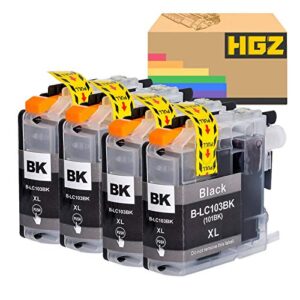 hgz 4 pack lc103xl ink cartridge replacement for lc103 mfc-j245 mfc-j285dw mfc-j450dw mfc-j475dw mfc-j650dw mfc-j870dw mfc-j875dw printer (4 black)