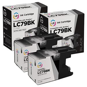 ld compatible ink cartridge replacement for brother lc79bk extra high yield (black, 2-pack)