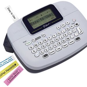 Brother P-Touch, PTM95, Monochrome, Handy Label Maker, 9 Type Styles, 8 Deco Mode Patterns, Navy Blue, Blue Gray