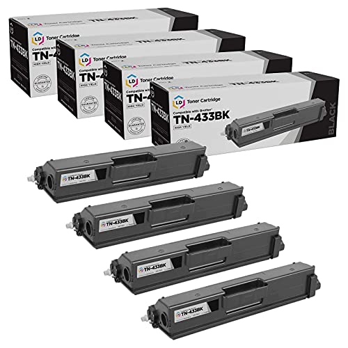 LD Compatible Toner Cartridge Replacement for Brother TN433BK High Yield (Black, 4-Pack)