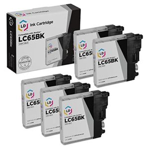 ld compatible ink cartridge replacement for brother lc65bk high yield (black, 5-pack)