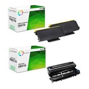 tct premium compatible toner cartridge and drum unit replacement for brother tn570 dr510 works with brother dcp-8040 8045, hl-5140 5150, mfc-8120 8220 8440 8640 printers (2 tn-570, 1 dr-510) – 3 pack