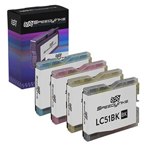 speedyinks compatible ink cartridge replacement for brother lc51 (1 black, 1 cyan, 1 magenta, 1 yellow, 4-pack)