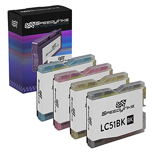 SPEEDYINKS Compatible Ink Cartridge Replacement for Brother LC51 (1 Black, 1 Cyan, 1 Magenta, 1 Yellow, 4-Pack)