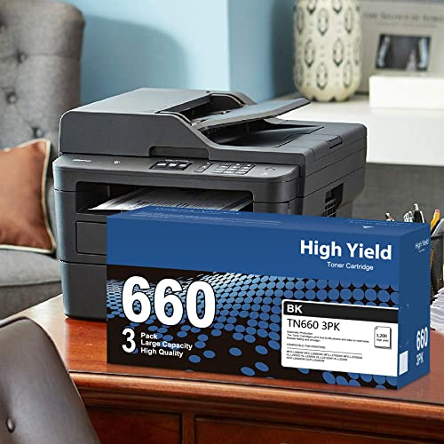 TN660 High-Yield Black Toner Cartridge (3-Pack) | Replacement for Brother TN-660 Toner Cartridge Compatible with HL-L2300D HL-L2380DW HL-L2320D DCP-L2540DW HL-L2340DW HL-L2360DW MFC-L2720DW Printer