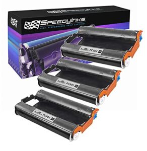 speedy inks compatible fax cartridge with roll replacement for brother pc301 (3-pack)