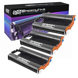 Speedy Inks Compatible Fax Cartridge with Roll Replacement for Brother PC301 (3-Pack)