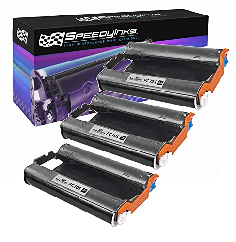 Speedy Inks Compatible Fax Cartridge with Roll Replacement for Brother PC301 (3-Pack)